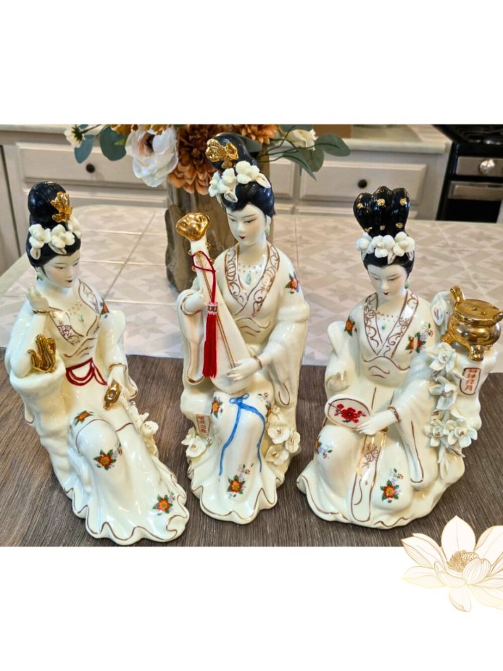 Four Beauties of Ancient China Porcelain Figurines 3pc Replacement Set
